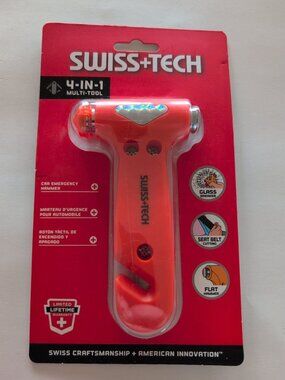 SWISS+TECH 4 in 1 Multi-Tool Automobile Emergency Tool Hammer Car Seat Belt Cut